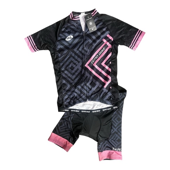 Zero Bike Black and Pink Geometric Cycling Set - Picture 1 of 2